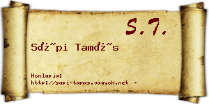 Sápi Tamás névjegykártya